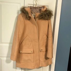 J.CREW Fur Hood Wool Jacket Coat Size 2